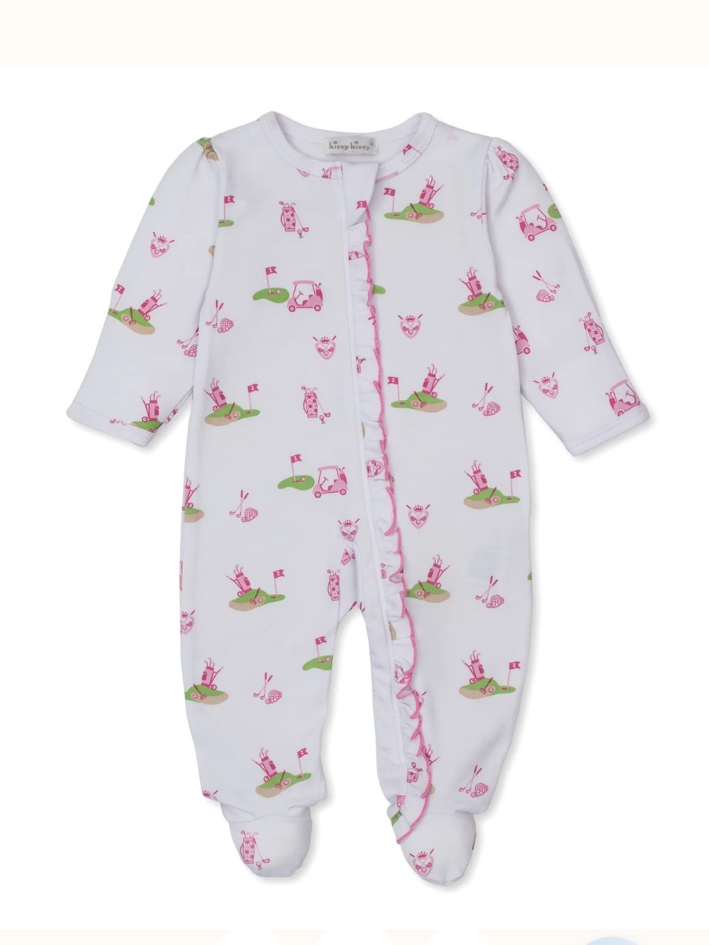 Kissy Kissy White Footed One-Piece with Pink & Green Golf Motif
